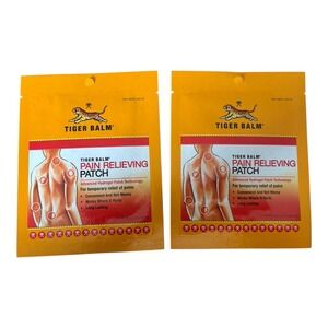 Tiger Balm Pain Relief Patch - 2 PACK - EXP‎ 8/27 - Menthol Camphor Capsium